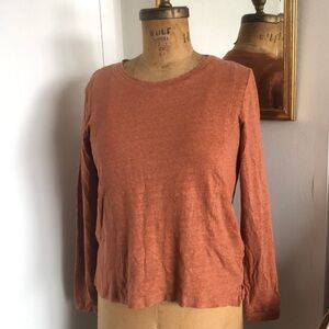 Women's Long Sleeve Top in Rust Slub cotton